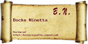 Bocke Ninetta névjegykártya